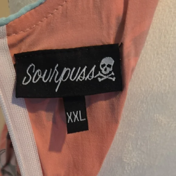 Sourpuss Pink and Blue Sailor Cat Sleeveless Dress with Bow - Picture 6 of 7